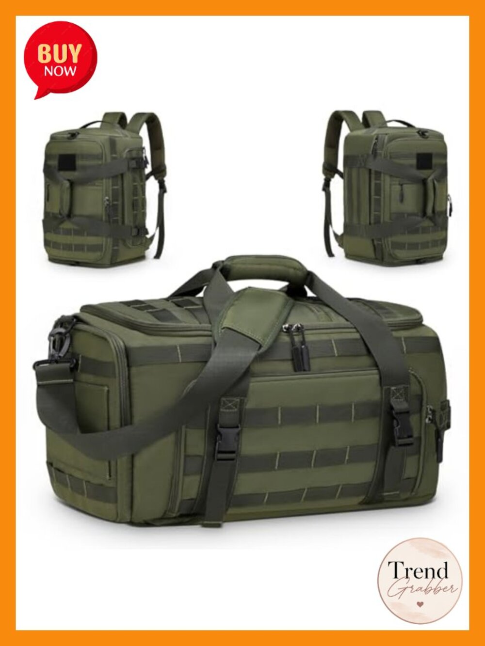 45L Convertible Duffel Backpack 3 in 1 Gym Bag Laptop Sleeve Wet Pockets